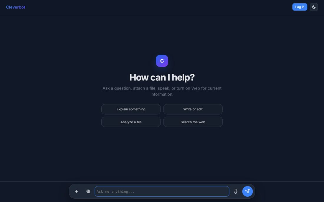 Cleverbot's chat screen asking 'How can I help?'